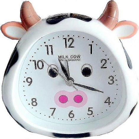 Réveil mignon en forme de vache de dessin animé, le cadeau parfait pour réveiller votre enfant, un réveil décoratif pour le bureau de la chambre. (1/5)