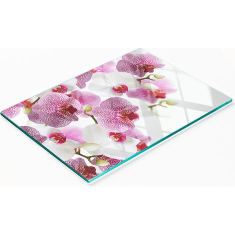 Multifunktionale dekorative Glasplatte mit Orchideenmuster, 80 x 52 cm (1/5)