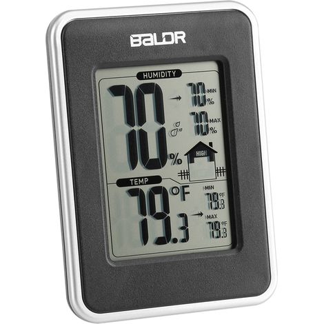 BALDR Electronic LCD Digital Thermometer Hygrometer Current Humidity Temperature Display Black