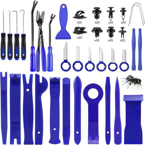 200 Pcs Outil Démontage Garniture Voiture, Outil Démontage Plastique Voiture, Outillage Demontage Clips Carrosserie, Outils Rivet Plastique Auto, pour Panneau de Porte Tableau de Bord Autoradio (1/5)
