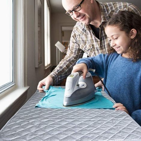 Nappe de Repassage Isolante Couverture de Repassage à la Vapeur Coton Tapis sur Table Portable pour Lave-Linge Sèche-Linge Voyager la Maison Argent 45 85 cm (1/5)