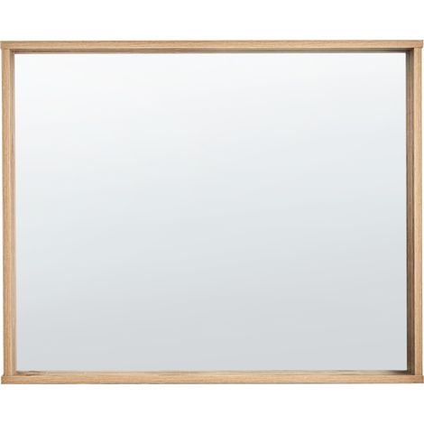 Espejo de pared decorativo rectangular moderno 80 x 65 cm marco de tablero de partículas madera clara Rosell