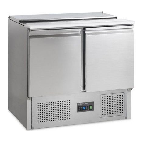 Table inox réfrigérée positive 2 x GN 1/1, portes pleines, 155 W, 220 V - MONO