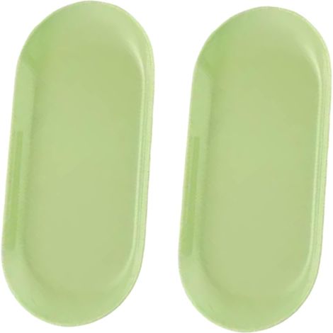 Lot de 2 plateaux décoratifs ovales en plastique vert pour cosmétiques et bijoux, 23 x 9,5 cm (1/4)