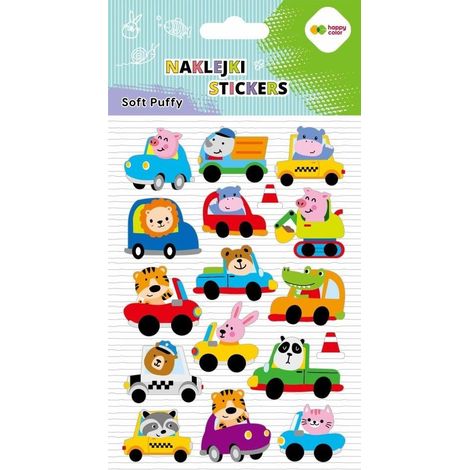 Pegatinas 3D suaves y esponjosas de coches 110x205 colores alegres