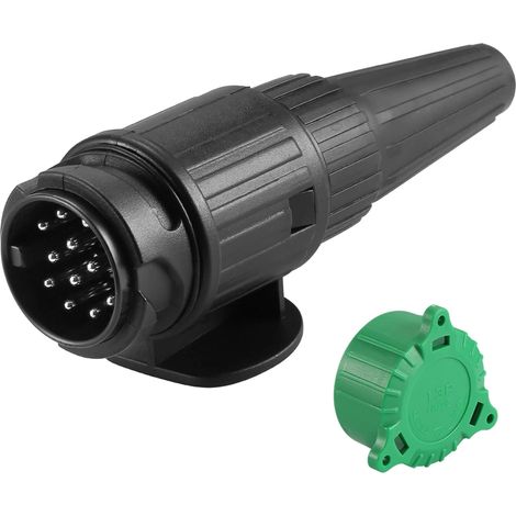 1 connecteur prise remorque 13 broches,étanche 12v,nylon,laiton nickelé,caravane porte-vélos camion (1/5)