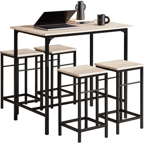 [JAMAIS UTILISE] SoBuy SoBuy Table de bar avec 4 tabourets - Moderne - max 120 kg - Noir / Marron