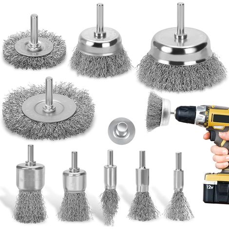 9pcs Metal Brush for Drill, Brass Coated Brushes (1/5)