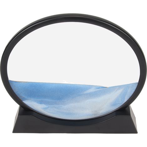 Tableau de sable mouvant rond de 30 cm (12 pouces) rotatif à 360°, motif 3D liquide, paysage marin profond, peinture de sable mouvant, décoration bleue (1/5)