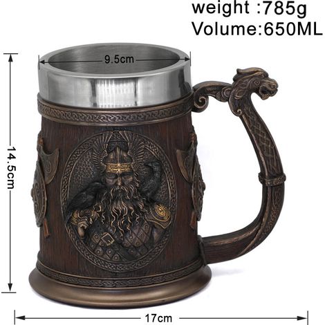 Wikinger Thor Mjölner Trinkkrug Bierkrug Bierkrug Kaffeekrug Odin Weinglas 20 Unzen (1/4)