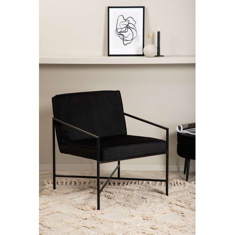 Rakel Fauteuil en velours, noir. (1/5)