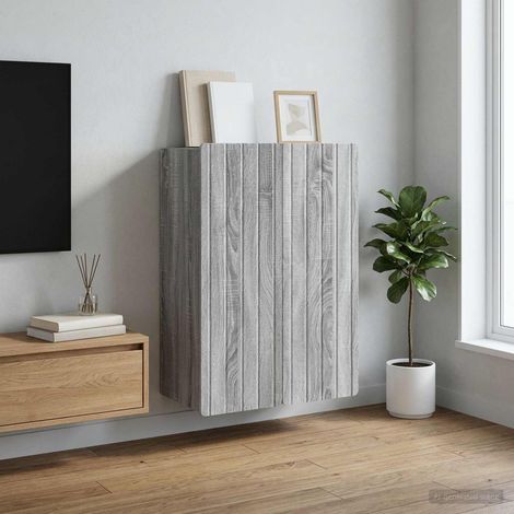 vidaXL Armoire Murale Sonoma gris 66 x 34,5 x 92 cm Bois d'ingénierie (1/5)