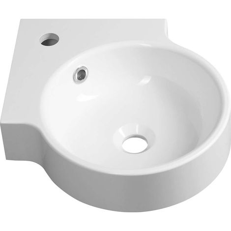 Sapho - Lavamanos angular, 4x4 cm, orificio para grifo, con rebosadero, blanco KR038 (1/5)