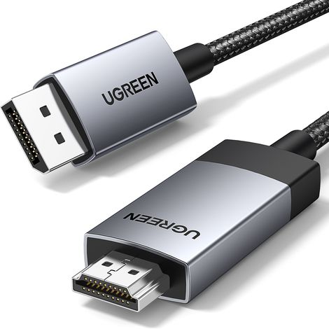 Câble tressé DisplayPort - HDMI 4K 60 Hz 1 m gris (1/5)