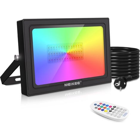 Projecteur LED RGB Exterieur 60W avec Télécommande  10 Couleurs, 30 Modes Dynamique, Luminosité Réglable, Étanche IP66, Minuterie et Mémoire, Eclairage pour Halloween Bar Jardin (1/5)