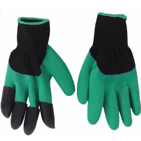 Paire de gants de jardin avec griffes au bout des doigts, gants de travail de protection pour planter, creuser, désherber, semer, piquer. Gants à 4 griffes. (1/5)