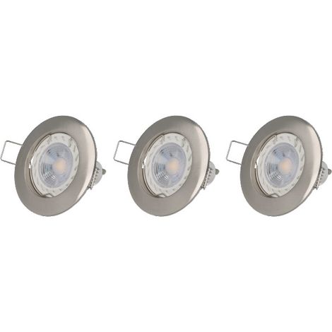 Lot de 3 spot LED GU10 argent 5W 4000K