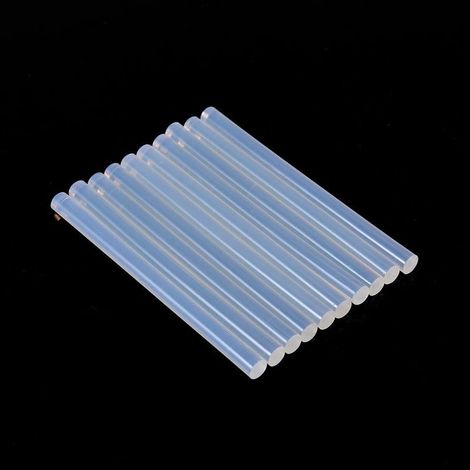 10 unidades de recambios de barras de pegamento termofusible de 150 mm x 7 mm para pistola de pegamento, barras de pegamento termofusible, transparentes, adhesivo termofusible para casi todos los mate (1/5)