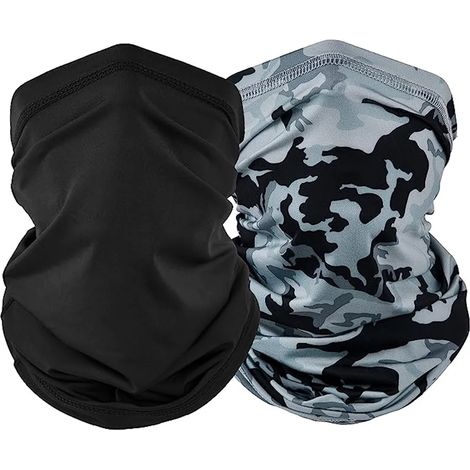 Lot de 2 tours de cou respirants, multifonctions, protection solaire, masque visage, bandana réutilisable pour moto, course, randonnée, vélo. (1/5)
