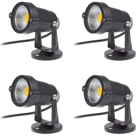 Lot de 4 Spot LED Cob 5W 220V Spots Jardin Orientables Luminaires Extérieur Jardin Terrasse(Blanc Chaud) (1/4)