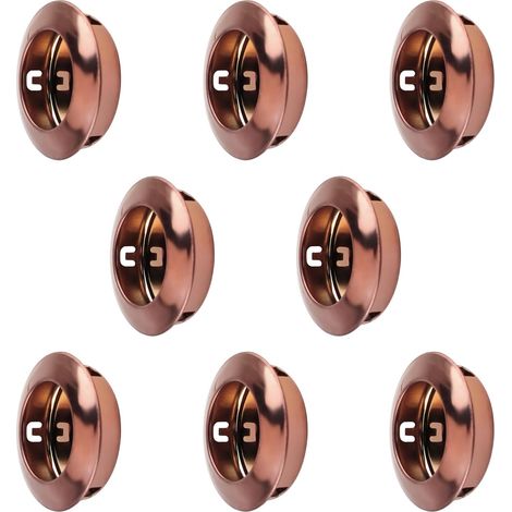 Confezione da 8 maniglie rotonde per ante di mobili, maniglie per mobili in acciaio inossidabile, maniglie per porte scorrevoli da incasso, maniglie invisibili per porte a scomparsa (bronzo) (1/5)