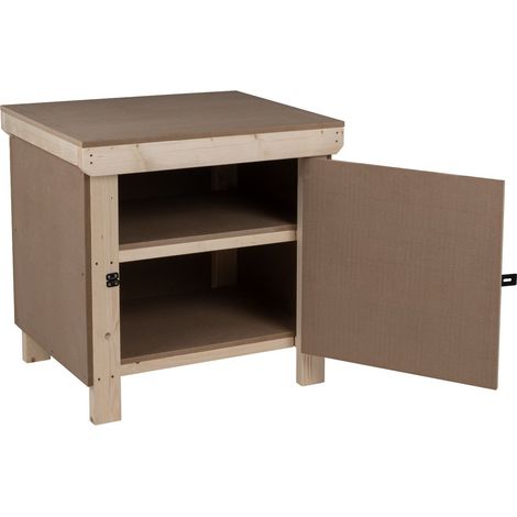 Wooden MDF Top Workbench With Lockable Cupboard (V.9) (H-90cm, D-70cm, L-90cm) with double shelf (1/4)