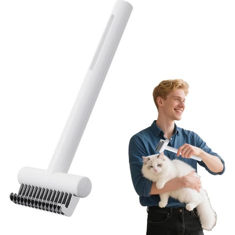 Peigne Démêlant pour Chats et Chiens, Cardeur Dénoue et Coupe les Nœuds, pour Animaux à Poil Long comme Lapins, Démêleur Efficace, Pour Toilettage à Domicile (1/5)
