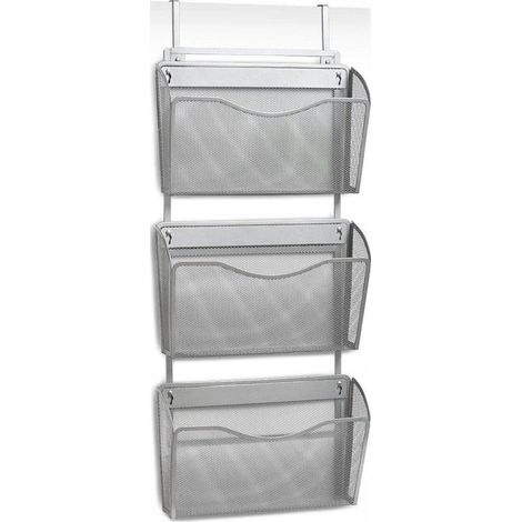 Zeller Porta-documenti sospeso in metallo argentato 86x36x9 cm