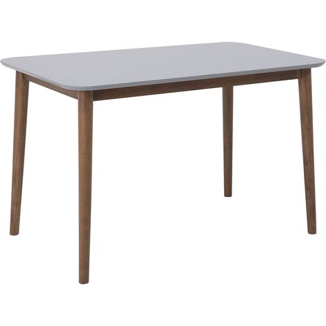 Table de Salle à Manger ou Cuisine Rectangulaire Plateau Gris en MDF et Pieds en Bois Clair Style Rétro pour Intérieur Moderne ou Scandinave Beliani