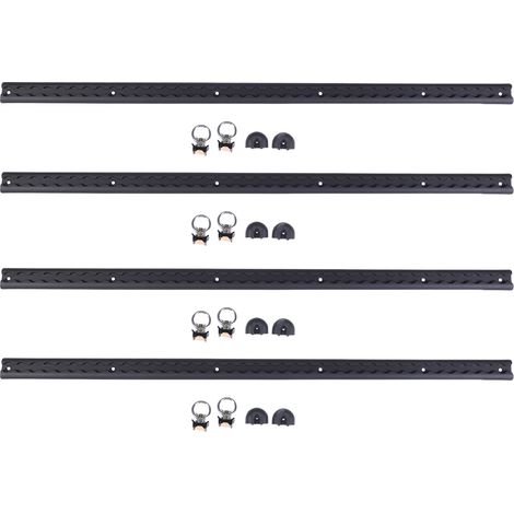 Rail en L en aluminium de 97 cm (3,2 pieds) – Système de fixation robuste avec 8 fixations à anneau pour motos, quads, motos tout-terrain et tracteurs utilitaires – Noir (1/5)