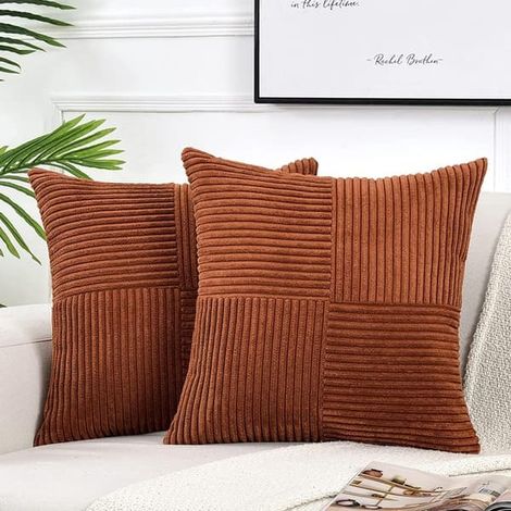 Lot de 2 coussins décoratifs pour canapé-lit/salon - Style rustique bohème - Marron - 30 x 50 cm - Lot de 2 (1/5)