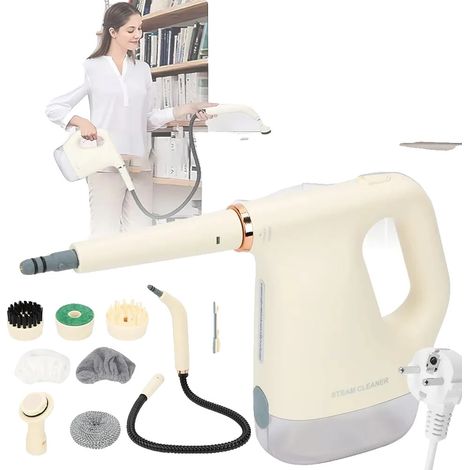 Pulitore a vapore, potenza 1200W, serbatoio dell'acqua da 450ml, temperatura fino a 230°F, autonomia di vapore 8-12 minuti, adatto a diverse superfici. (1/5)