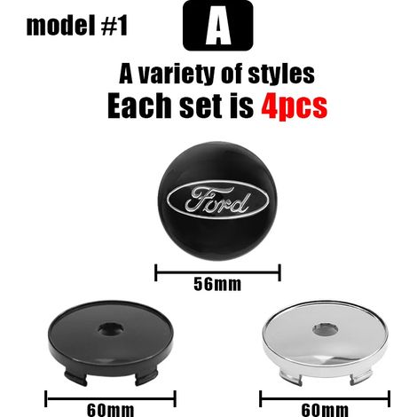 (Modèle 1, couvercles argentés, 60 mm) - Lot de 4 enjoliveurs centraux de roue de 60 mm pour voiture, compatibles avec Focus MK2, MK3, Mondeo Escape, Kuga, Ranger, Fusion et S-MAX. (1/5)