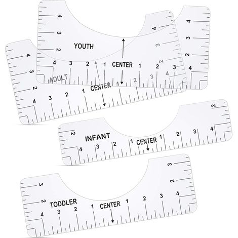 4 pezzi di strumenti per l'allineamento delle magliette, guida trasparente per righello per magliette, strumento per il centraggio della sublimazione, strumento per vinile per magliette per forniture 