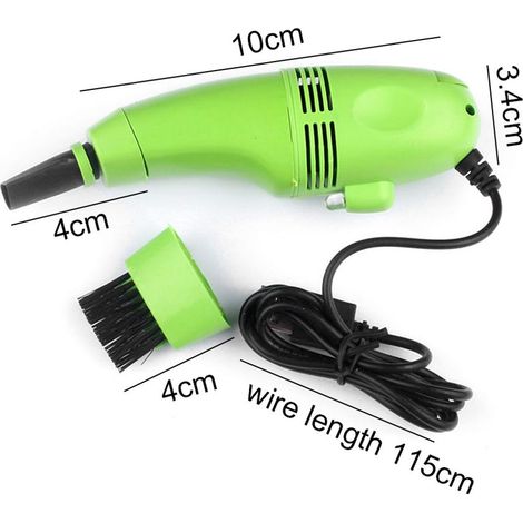 Kit de nettoyage électrique par souffleur de poussière - Aspirateur à air comprimé, mini aspirateur pour clavier de voiture, PC, ordinateur portable, canapé, clavier, vert (1/5)