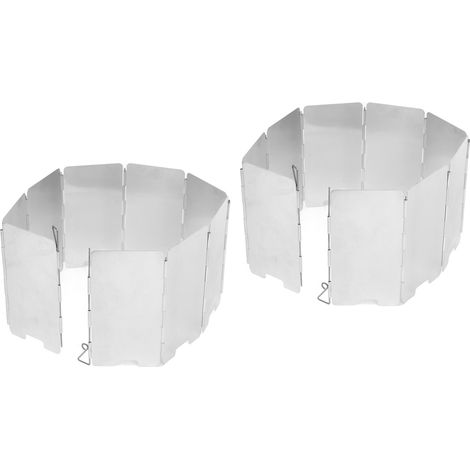 Pare-vent pliable et portable en acier inoxydable pour réchaud de camping (lot de 2). (1/5)