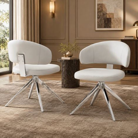 Sedia da ufficio girevole 69,5x50,5x77 cm in PU grigio chiaro, 360°, per ufficio e soggiorno (1/5)