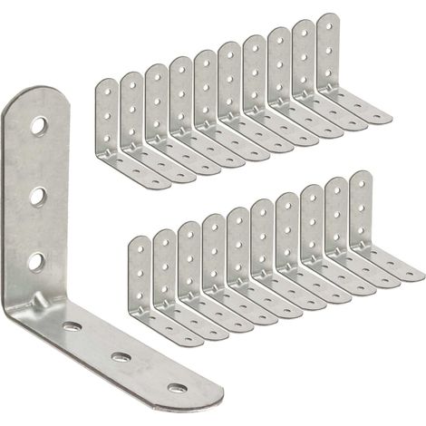 Équerre de Fixation - Lot de 20 - Acier Galvanisé - Support Angle 90 Degrés - Renfort Meuble et Étagère - 40x40x16 mm (1/5)