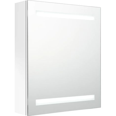 Maison Exclusive - Armadietto Bagno con Specchio e LED Bianco Lucido 50x14x60 cm