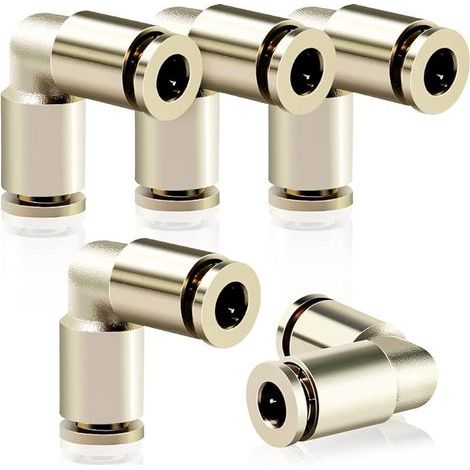 5pcs 6mm od cuivre nickelé coude Connecteur vivant connexion rapide Push in verrouillage joint pneumatique (1/5)