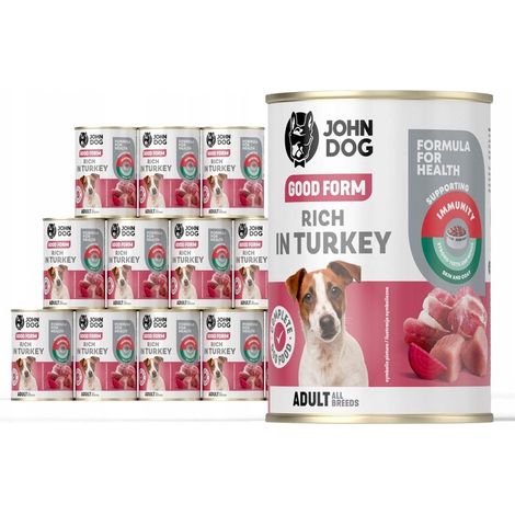 Croquettes pour chien John Dog Good Form à la dinde, 12 x 400 g