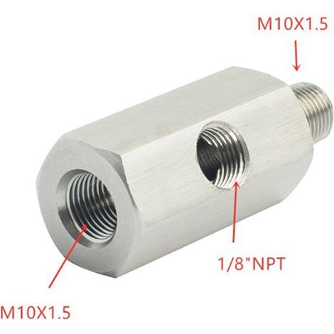 1 silberner Edelstahl-Anschluss für hydraulische Drucksensoren im Automobilbereich, 1/8 NPT-T-Stück für hydraulische Drucksensoren auf NP (1/4)