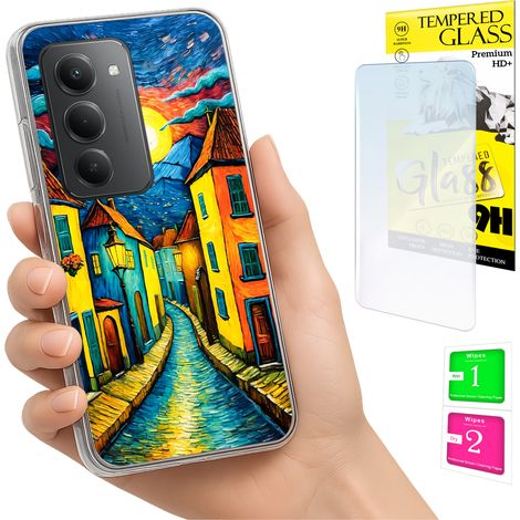 Custodia per Xiaomi Redmi 15 4G / 5G 169mm, retro con grafica e vetro. (1/5)