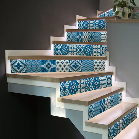 Stickers adhésifs escalier carrelages contremarche - SANDA - 2 bandes de 15x105cm (1/3)