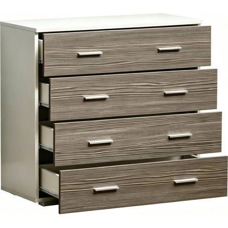 Cómoda de 4 cajones en tablero aglomerado E1 blanco y gris 76 x 35 x 72 cm HOMVRA (1/5)