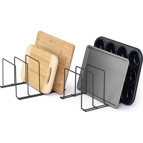 Supports pour plaques de Cuisson et Planches à découper - Lot de 2 - Rangement des casseroles - Organisateur de Placard de Cuisine - Noir (1/2)