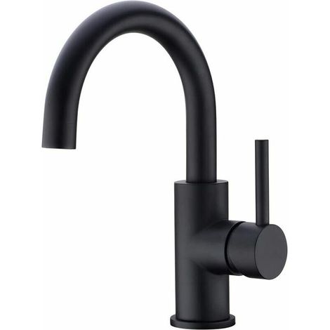 Robinet Lavabo Pivotant 360° Bec Haut Mitigeur Salle De Bain Cuisine Noir Mat Design Moderne (1/4)