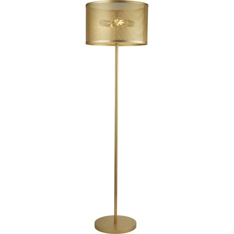 Piantana Industrial-Nordico Rete Acciaio Oro 2 Luci E27 (1/5)