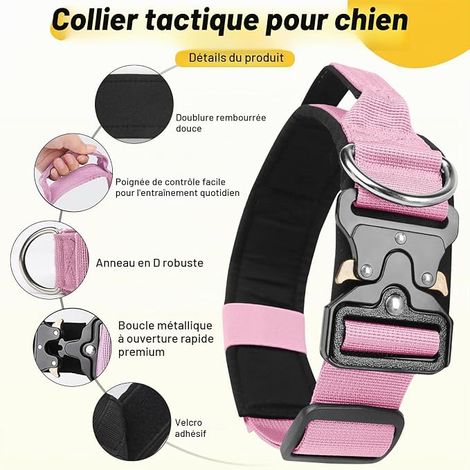 Collier pour Chien avec Boucle en Métal, Colliers Nylon pour Petits, Moyens et Grands Chiens (Rose, XL) (1/4)