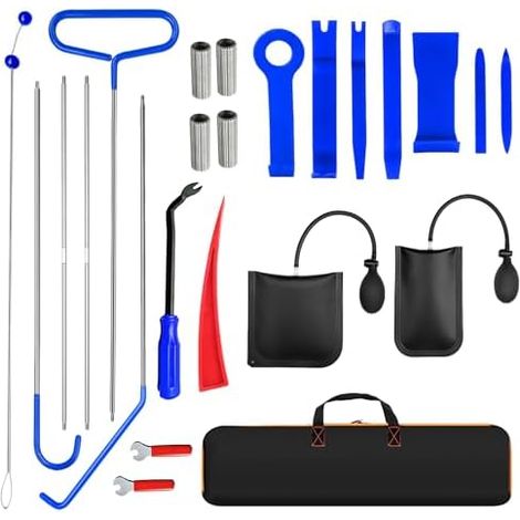 24 Pièces Outils Demontage Garniture Auto, Outil de Suppression Radio Audio, démontage Garnitures pour Panneau Accessoires Porte Autoradio Tableau De Bord Voiture (Bleu) - (1/5)